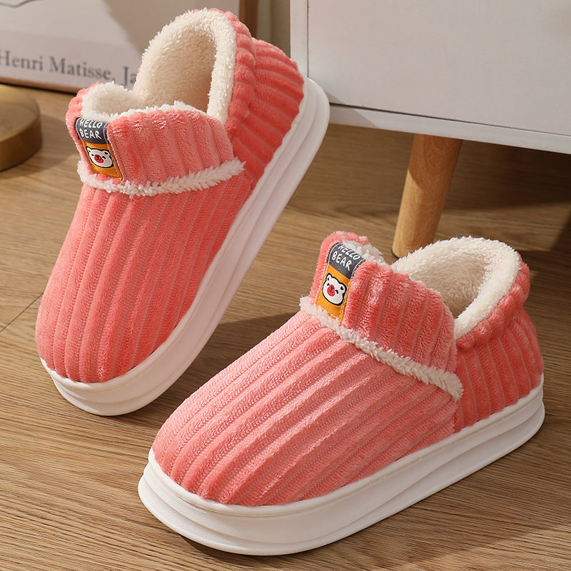High-top Couple Cotton Slippers Women's Bag Heel