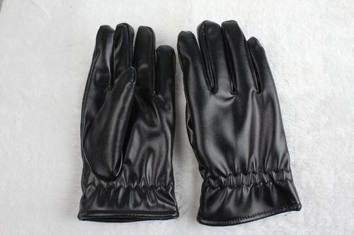 1Pair Unisex Black Leather Gloves Winter Warm Windproof High Quality Soft Gloves Outdoor Cycling Skiing Running Motorbike Gloves